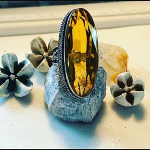 Citrine Ethnic 925 Silver Ring